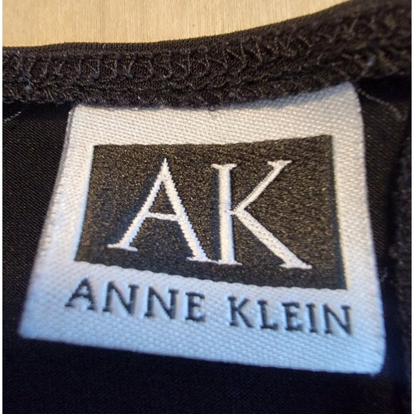 Vintage Anne Klein Top Sz XL Blouse Black Short Sleeve Career Classic Office - Picture 2 of 9